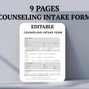 Editable Counseling Intake Forms | Informed Consent for Counseling and Psychotherapy | Printable Mental Health Intake Form | PDF Intake Form