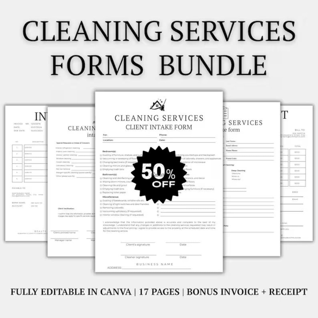 Fillable Cleaning Service Forms Bundle, Client Intake, Checklists - Etsy