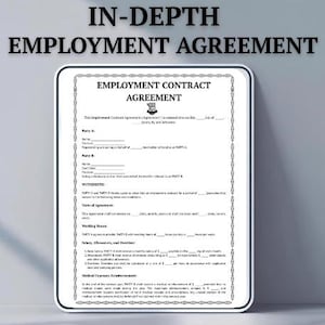 Customizable Employment Agreement Template for HR Employers, Printable Contract Form for Job Agreements, Editable Employee Service Contract.