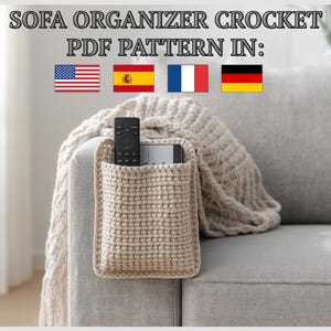 Gehäkelte Sofatasche, Sofa Aufbewahrungstasche, Couch Taschentasche, Couch Fernbedienungshalter, Couch Arm Fernbedienung, gehäkelte Armlehnen Tasche, häkeln Sessel Hund