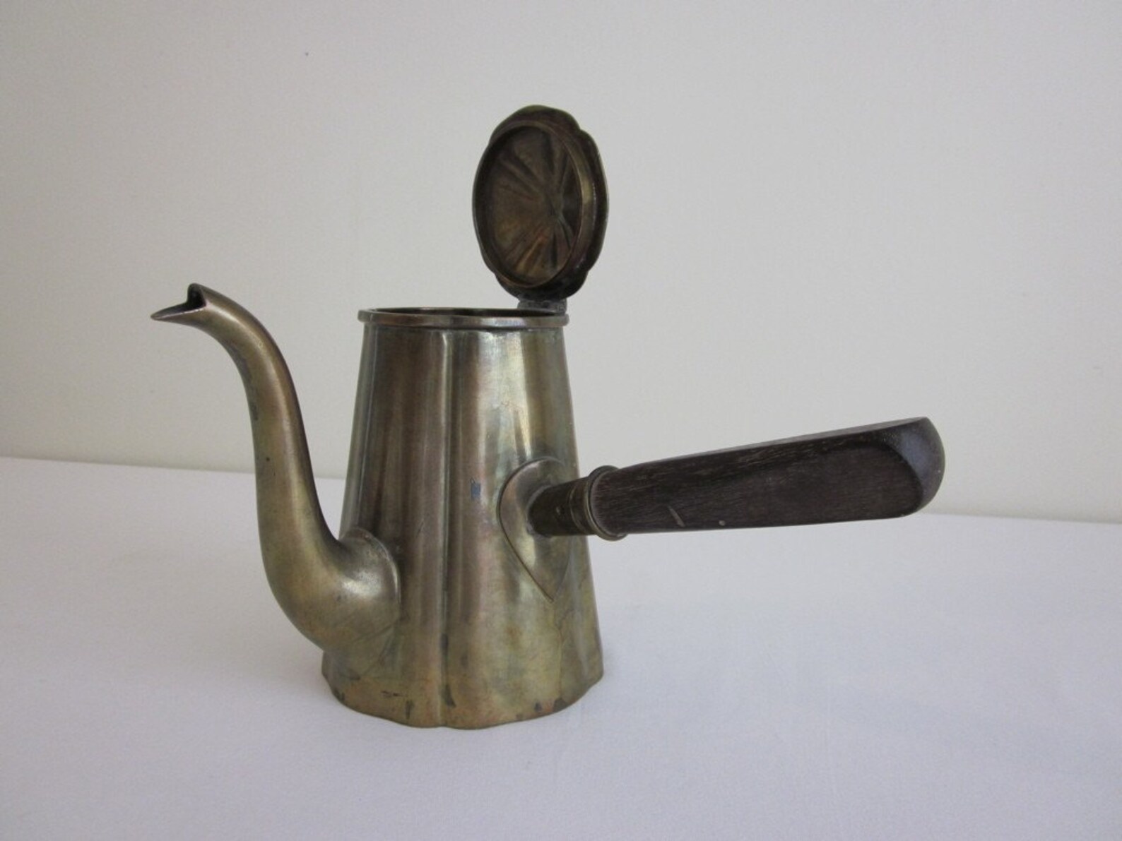 Antique Silver Teapot With Wooden Handle Etsy
