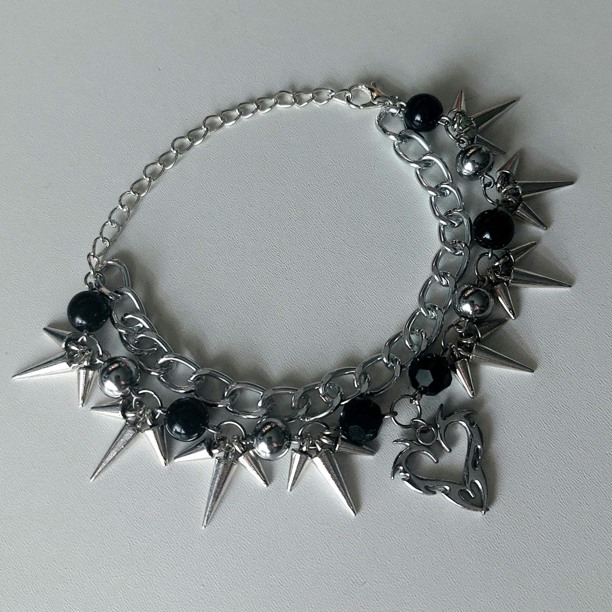 Handgemaakte gotische armband: roestvrijstalen hartbedel, alternatieve grunge-sieraden - België