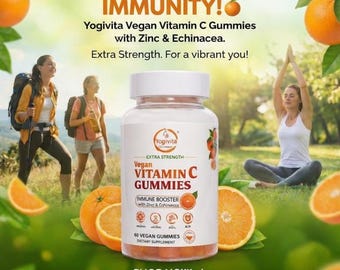 Yogivita Vegan Vitamin C Gummies – Immune Booster with Zinc & Echinacea