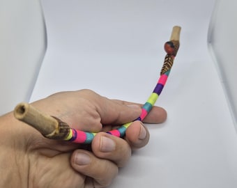 Handcrafted Amazonian Tepi | Ceremonial Rapé Applicator | Rainbow Wrapped Shaman Tool from Peru