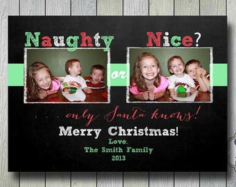 naughty or nice christmas photo card holiday card chalkboard xmas 2 photos - Naughty Or Nice Christmas Card naughty or nice christmas photo card holiday card chalkboard xmas 2 photos - Naughty Or Nice Christmas Card