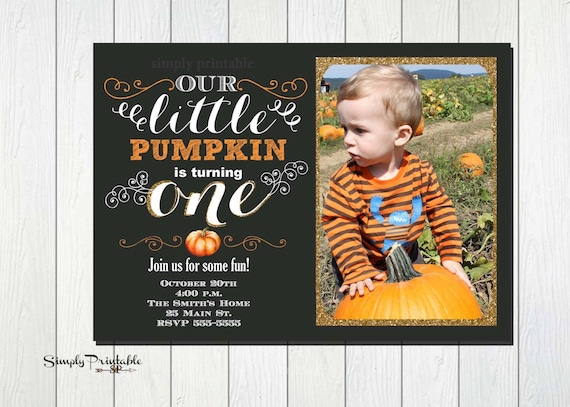 1st Birthday Pumpkin Invitation, Fall Autumn Invitation, Printed, Digital, Orange, Boy, Girl Il_570xn
