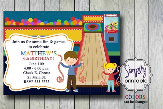 Arcade Birthday Party Invitation Digital Or Printed By Simply