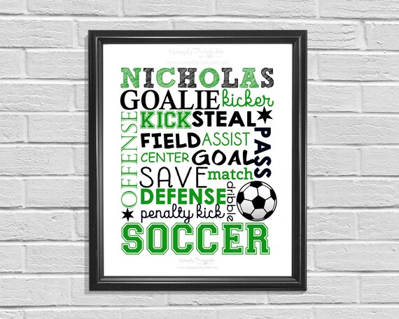 Printable Soccer Wall Print, Personalized Soccer Subway Art, Typography, Soccer Player Il_570xn
