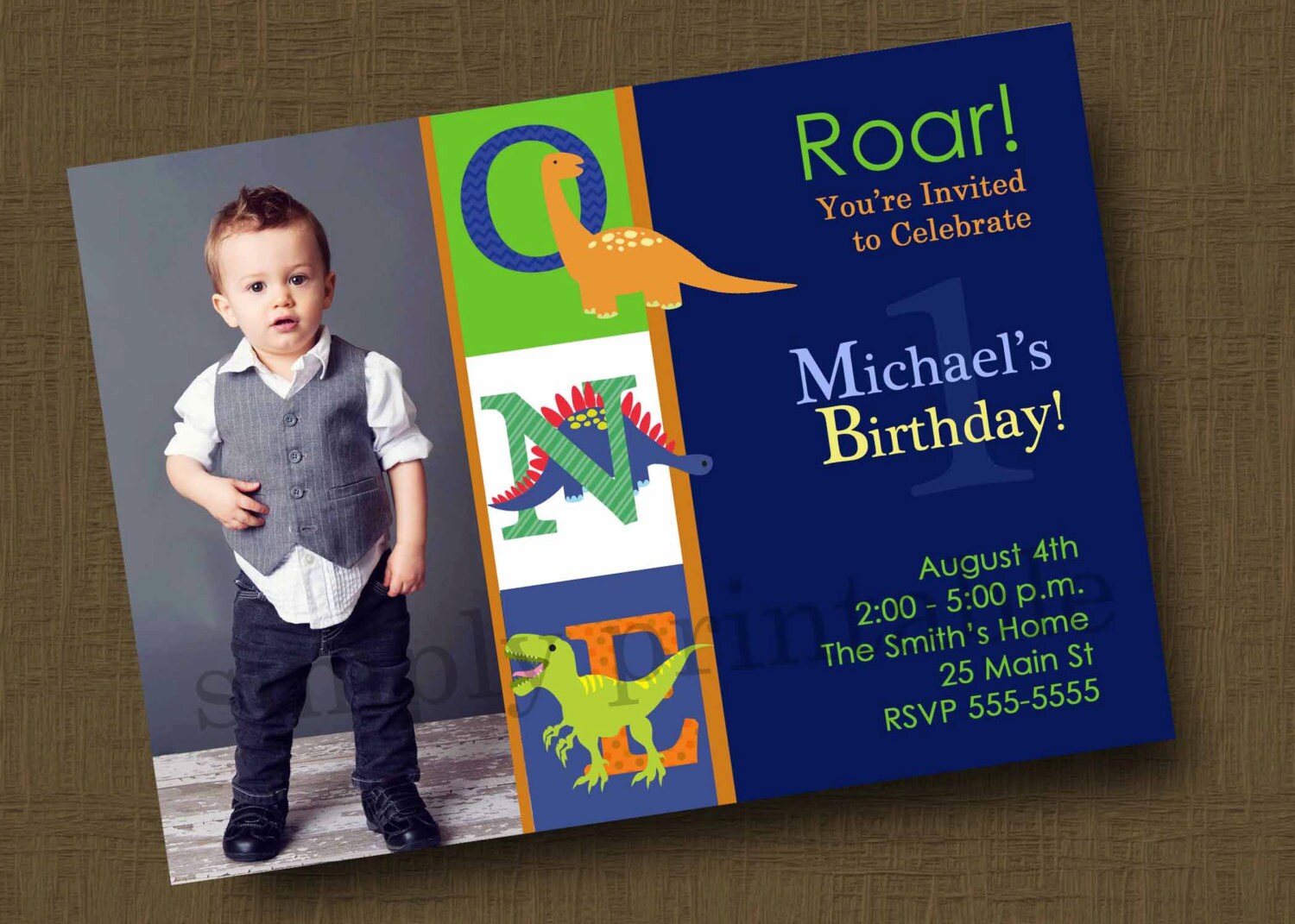 Dinosaur Birthday Party Invitation with Photo Etsy