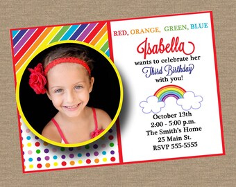 Rainbow Birthday Invitation with Photo