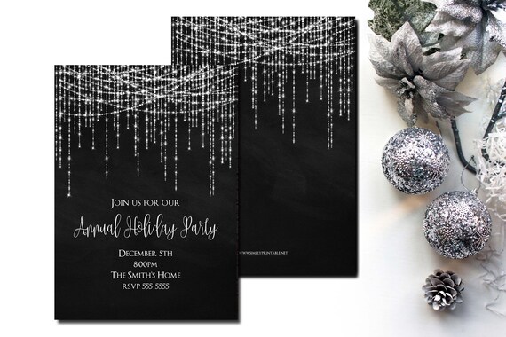 Holiday Party Invitation, Christmas Party Invite, Lights, Printed, Printable, Office Party Il_570xn