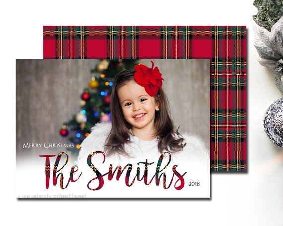 Photo Christmas Card, Red Plaid, Holiday Card Il_570xn