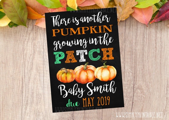 Pumpkin Pregnancy Announcement Sign, Halloween Baby Announcement, Reveal, Pumpkin in the Patch Il_570xn