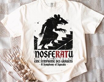 NosfeRATu Shirt, Funny Vintage Horror Movie Tee, Nosferatu Rat Parody Comfort Colors Shirt, Goth Halloween Gift, Dracula Vampire Tee