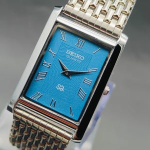 SEIKO セイコーEXCEL 青レザー腕時計　レディース　2F50-6280 VINTAGE SEIKO EXCELINE TANK Ref. 2F50-6280 Quartz Seiko