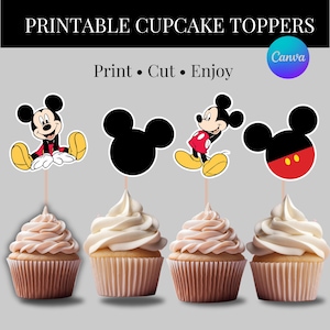 Mickey Mouse Cake Toppers: Printable Birthday Party Decorations (Digital Download)