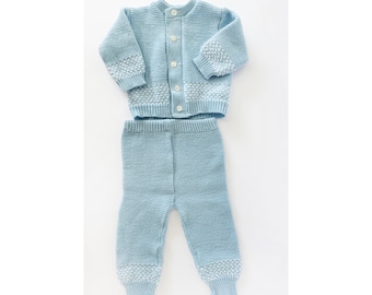 0-3 Months Vintage Baby Blue Knit Sweater Set – Cesario, Made in Italy