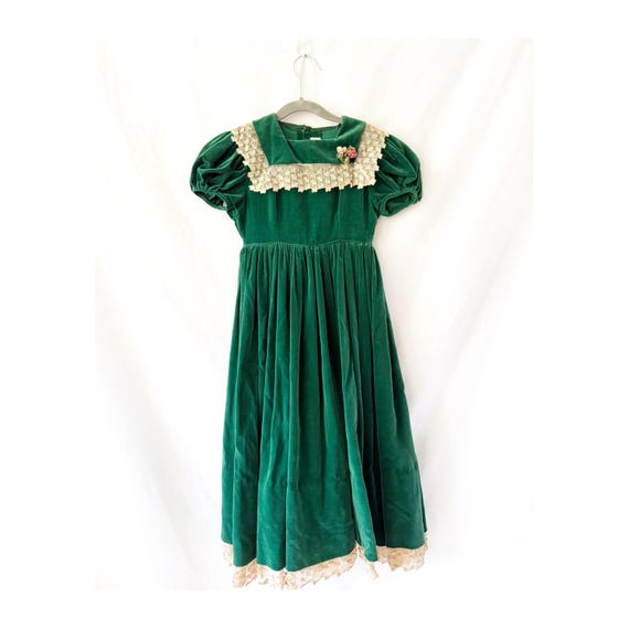 green velvet dress 4t Virosa Floral Embroidered Velour Gown