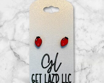 Classic Christmas Lightbulb Earrings – Hand-Painted Wooden Studs