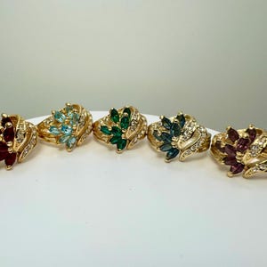 Vintage Inspired 14K GE Cocktail Ring with CZ Stones