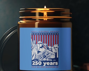 250 Years Patriotic Stamp Candle | Soy Amber Jar