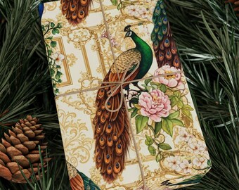 Vintage Pfau Muster Geschenkpapier | Florale dekorative Geschenkverpackung