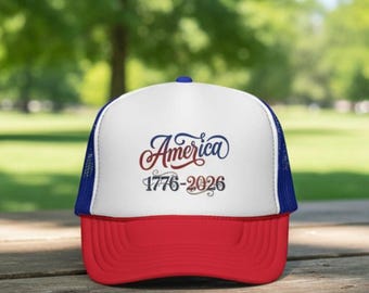 America 1776-2026 Casquette trucker | Blanc Bleu Patriotique