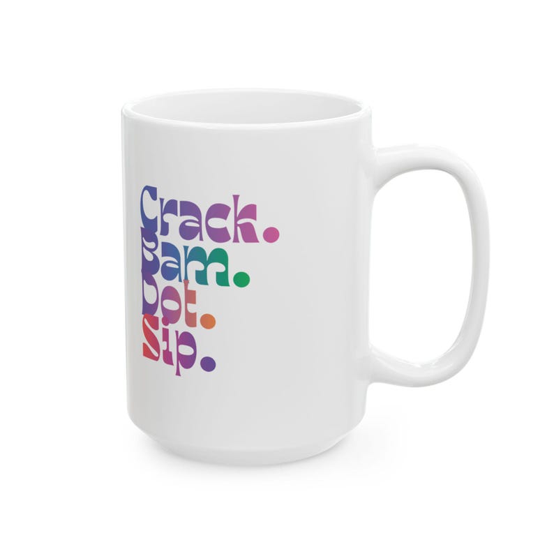 Crack Bam Dot Sip mug, Mahjong coffee cup, colorful tile gamer gift image 3