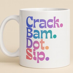 Crack Bam Dot Sip mug, Mahjong coffee cup, colorful tile gamer gift image 11