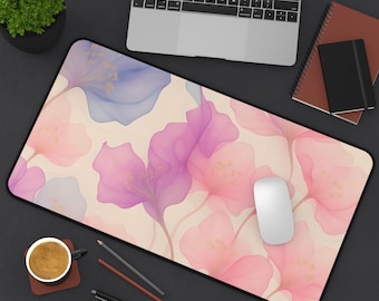 Alfombrilla de escritorio con flores de acuarela pastel / Alfombrilla de ratón floral