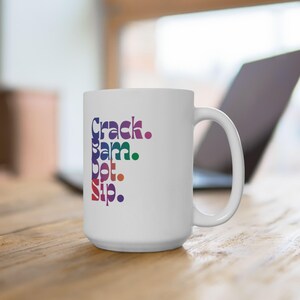 Crack Bam Dot Sip mug, Mahjong coffee cup, colorful tile gamer gift image 5