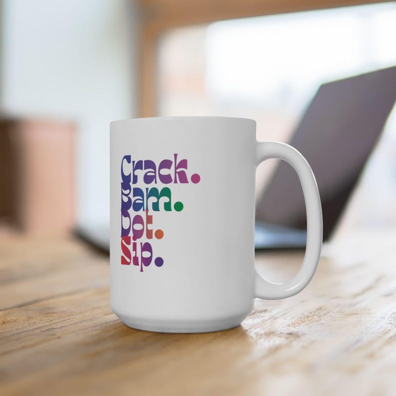 Crack Bam Dot Sip mug, Mahjong coffee cup, colorful tile gamer gift image 5