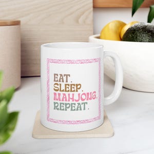 Keramische Mahjong-mok, koffiekopje mahjong, cadeau Mahjong-liefhebber, gameliefhebber, grappige theemok, cadeau gamer afbeelding 2