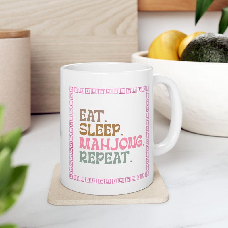 Keramische Mahjong-mok, koffiekopje mahjong, cadeau Mahjong-liefhebber, gameliefhebber, grappige theemok, cadeau gamer afbeelding 2