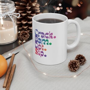 Crack Bam Dot Sip mug, Mahjong coffee cup, colorful tile gamer gift image 4