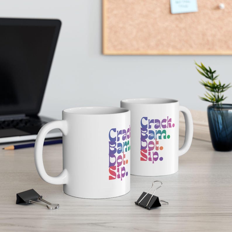 Crack Bam Dot Sip mug, Mahjong coffee cup, colorful tile gamer gift image 6