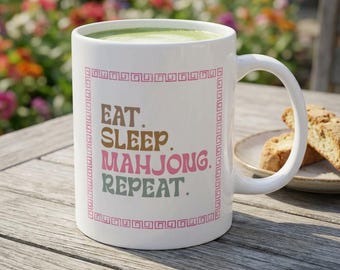 Taza de cerámica de Mahjong, taza de café de Mahjong, regalo para amantes del Mahjong, entusiasta de los juegos, taza de té divertida, regalo para gamers