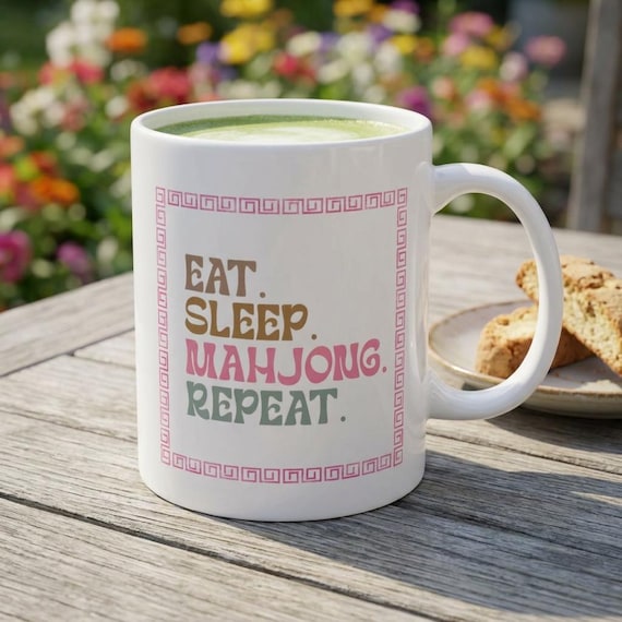 Mahjong Ceramic Mug, Mahjong Coffee Cup, Mahjong Lover Gift, Game Enthusiast, Funny Tea Mug, Gamer Present