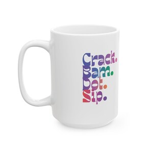 Crack Bam Dot Sip mug, Mahjong coffee cup, colorful tile gamer gift image 2
