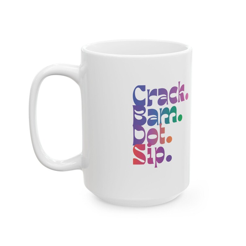 Crack Bam Dot Sip mug, Mahjong coffee cup, colorful tile gamer gift image 2