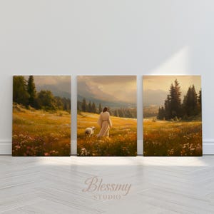 THE LOST SHEEP Parable Set of 3 Pieces Wall Art Jesus Leave the 99 Christian Triptych Poster The Good Shepherd Instant Download Luke 15 |023