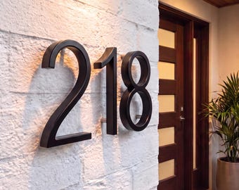 Numeri civici moderni e fluttuanti, targa personalizzata con indirizzo per porta d'ingresso e portico, targa in lega di zinco per regali di inaugurazione e di chiusura della vendita.