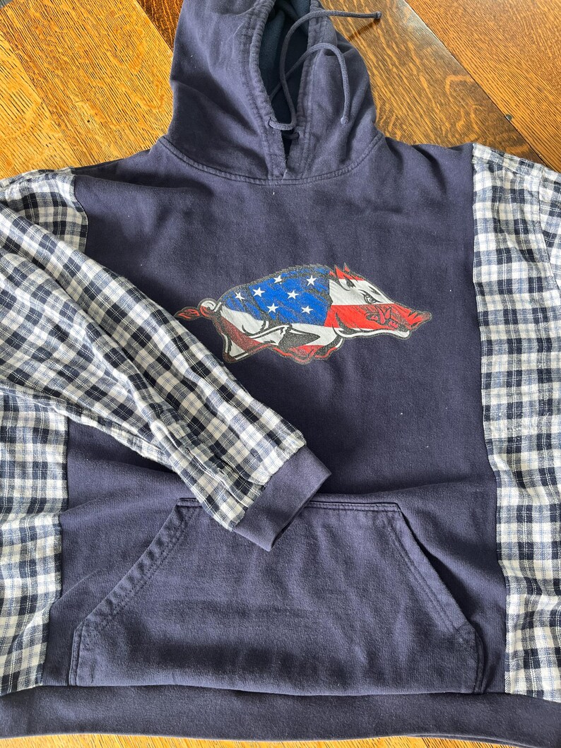 American Flag Razorback Hooded Sweatshirt - Etsy