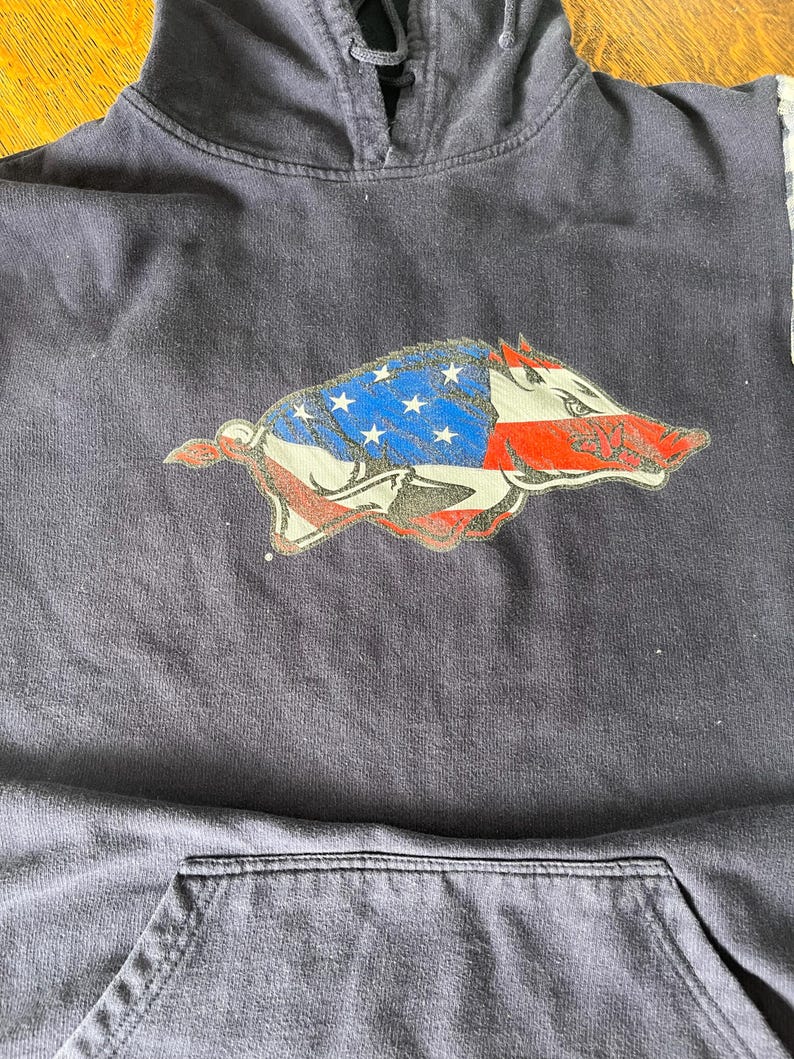 American Flag Razorback Hooded Sweatshirt - Etsy