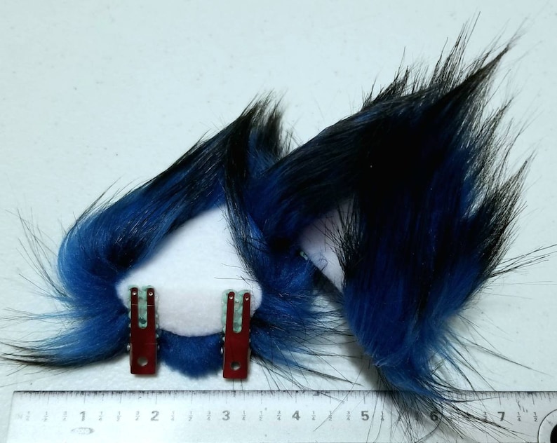 Peek-a-Blue and Black Cat Tail with Matching Ears Set