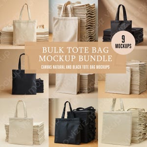 Minimalist Modern Natural Canvas Tote Bag Mockup Bundle, Shoulder Bag Mockup, Boho Style Mockups, Digital Mockup for Print on Demand
