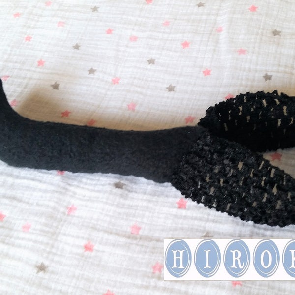 Cat Tail- black 6" long. Complete your cute baby's halloween costume with my cat ears headband. soft hand made