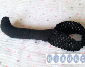 Cat Tail- black 6" long. Complete your cute baby's halloween costume with my cat ears headband. soft hand made