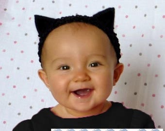 Cat Ears Headband - simply black ears headband, handmade no glue soft baby newborn cute kitty halloween costume kitten