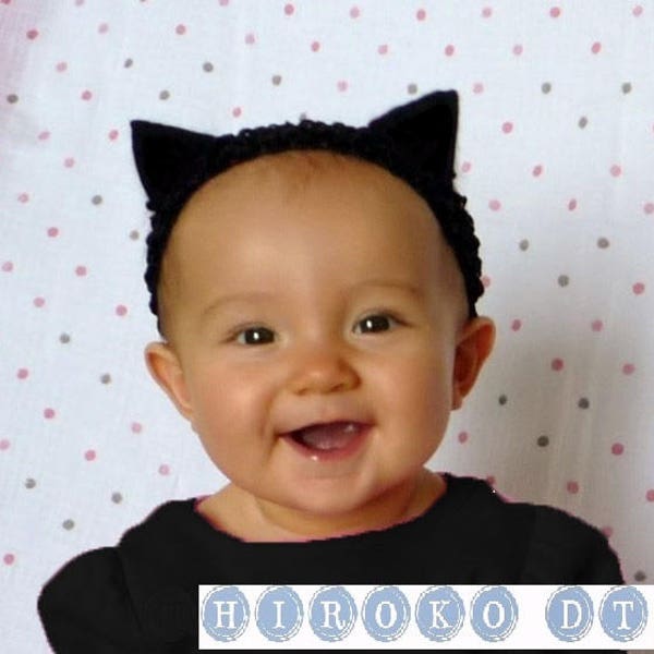 Cat Ears Headband - simply black ears headband, handmade no glue soft baby newborn cute kitty halloween costume kitten